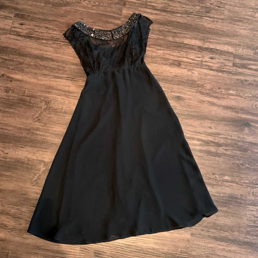 Vintage inspired beaded collared dress